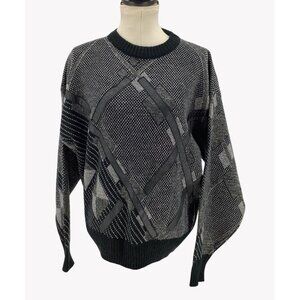 Vintage Brandini Geometric Pattern Knit Sweater Cosby Grandpa Core L